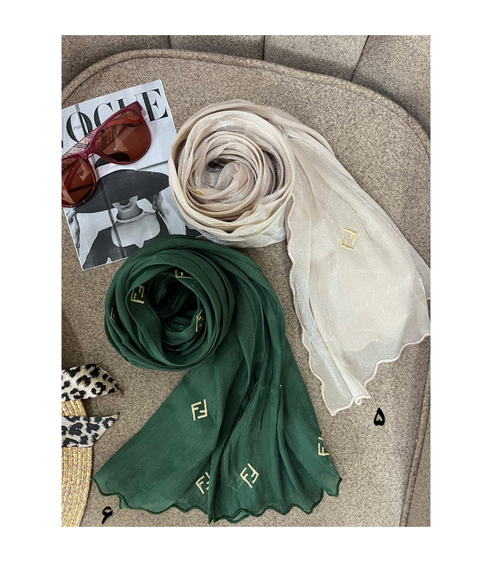 شال ابریشم گلدوزی فندی