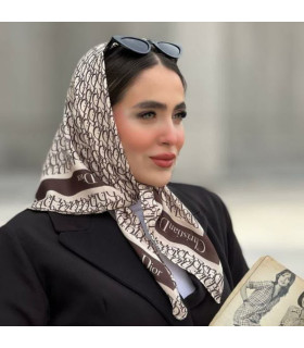 مینی اسکارف کرم قهوه ای